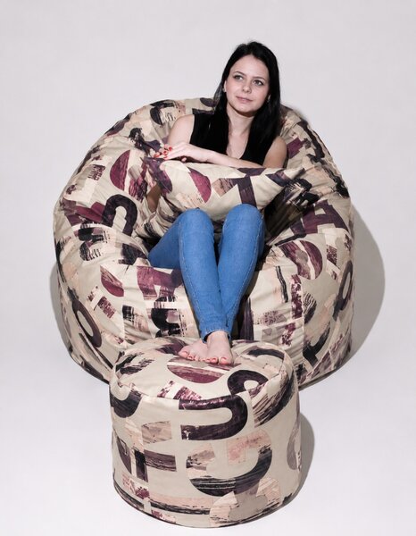 Set Fotoliu Matusalem cu Otoman (suport picioare) si Perna, Material Textil - Urban Mystique