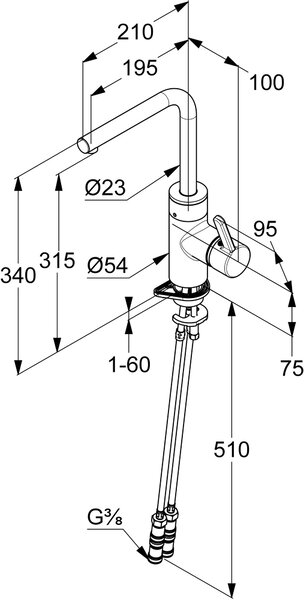 Kludi E-Go baterie bucătărie pe picior crom 422300575