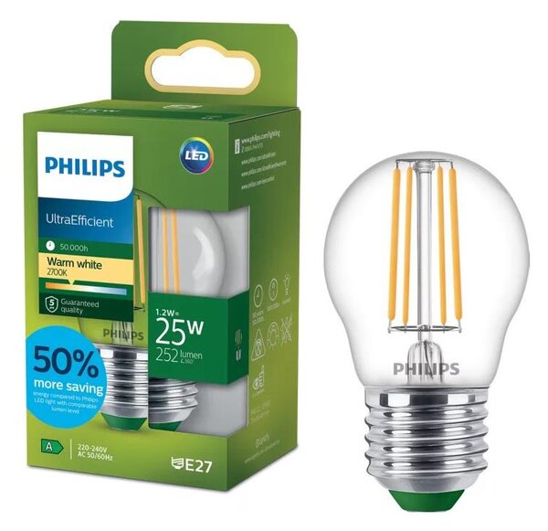 Bec LED Philips Vintage Ultraeficient P45 E27/1,2W/230V 2700K