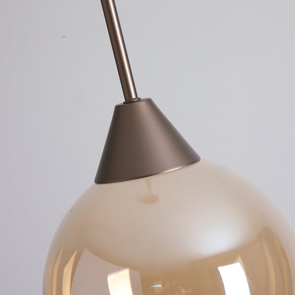 Searchlight Lampă suspendată LED Opus Lux, 1 bec, bronz, sticlă chihlimbar, CCT, reglabil, Bronz / Alamă Veche, Camera de zi / sufragerie, Sticlă