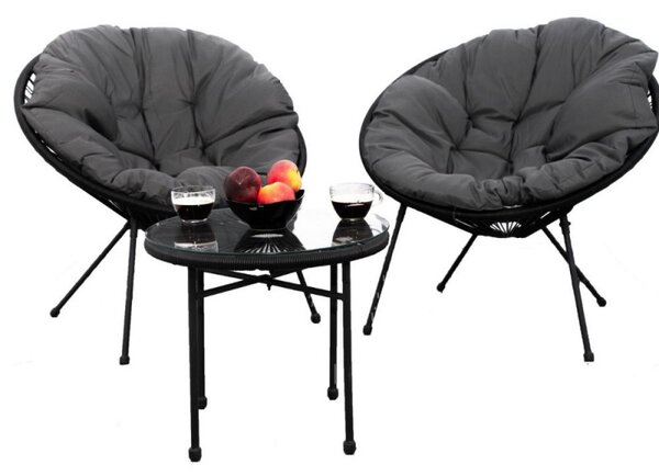 Set mobilier terasa / gradina, Odense, masa si 2 fotolii cu perne, natur