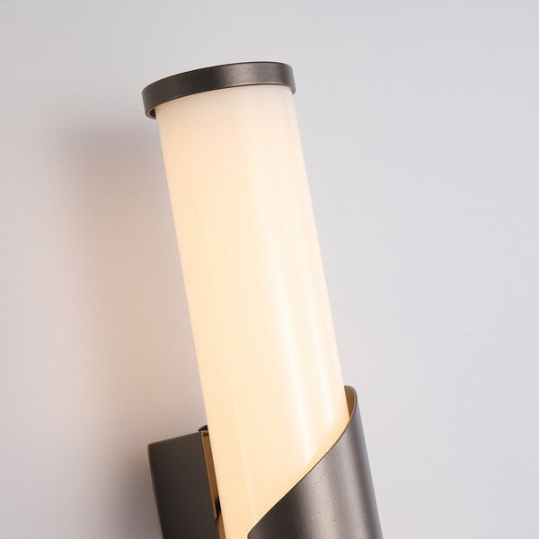 Searchlight Aplică de perete LED Wrap, IP44, bronz, metal, sticlă, 3.000 K, reglabil, Bronz / Alamă Veche, Baie, Metal