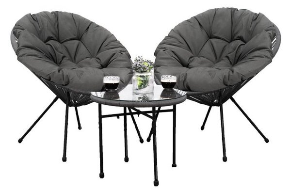 Set mobilier terasa / gradina, Odense, masa si 2 fotolii cu perne, natur