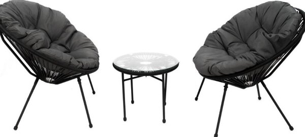 Set mobilier terasa / gradina, Odense, masa si 2 fotolii cu perne, natur