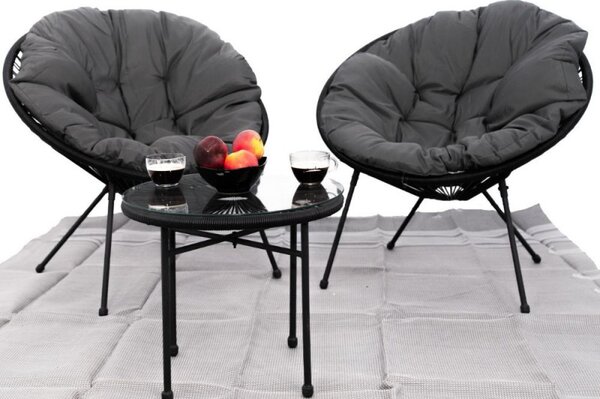 Set mobilier terasa / gradina, Odense, masa si 2 fotolii cu perne, natur