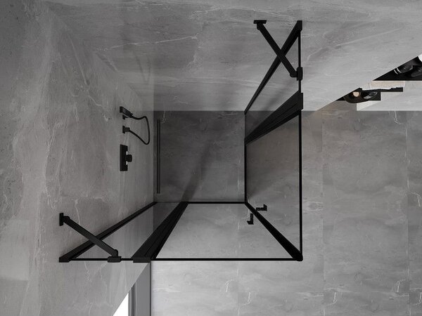Mexen Mist Duo cabină de duș batantă 85 x 85 cm, cadru negru, negru - 8A4-085L-085P-70-70