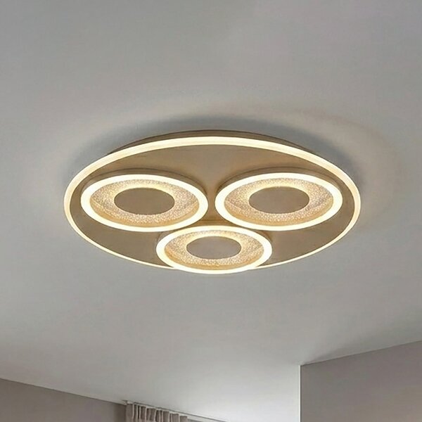 Searchlight Plafonieră LED Wreath Flush, nisip, CCT, fier, dimabil, reglabil, Bej, Camera de zi / sufragerie, Metal, Modern