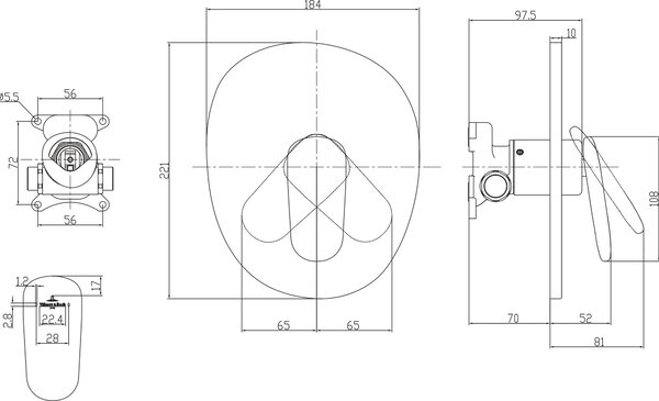 Villeroy & Boch Antao baterie de duș ascuns crom TVS11100400061