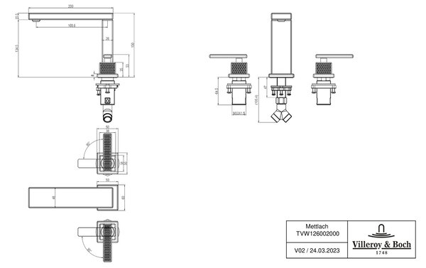Villeroy & Boch Mettlach baterie lavoar stativ auriu TVW12600200076