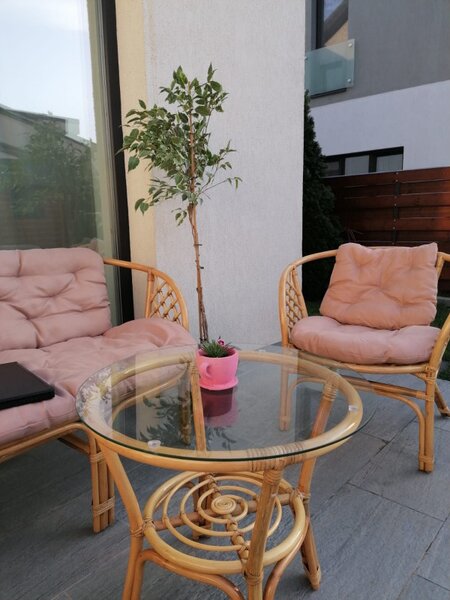 Set mobilier gradina, Bahama ratan natural, 4 piese, 4 locuri, culoare honey