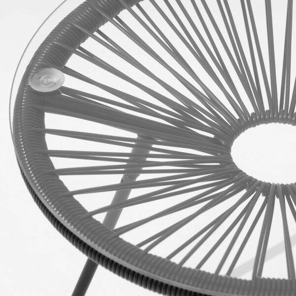Set mobilier terasa / gradina, Acapulco, 2 fotolii si masa, metal si ratan artificial, negru
