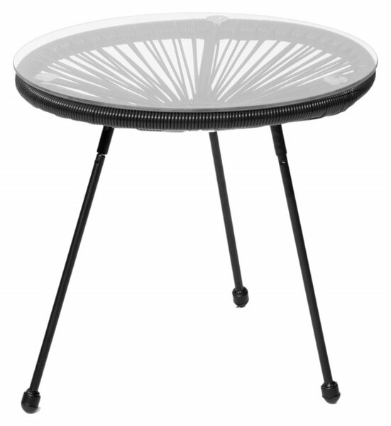 Set mobilier terasa / gradina, Acapulco, 2 fotolii si masa, metal si ratan artificial, negru