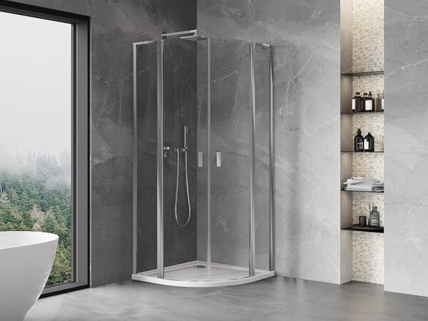 Mexen Mist L cabină de duș semi-rotundă batantă 90 x 90 cm, transparent, crom - 8A32L-090-090-01-00