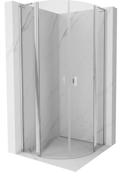 Mexen Mist L cabină de duș semi-rotundă batantă 90 x 90 cm, transparent, crom - 8A32L-090-090-01-00