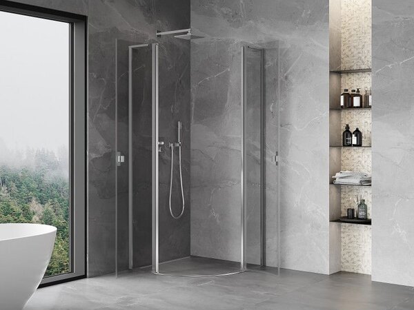 Mexen Mist L cabină de duș semi-rotundă batantă 90 x 90 cm, transparent, crom - 8A32L-090-090-01-00
