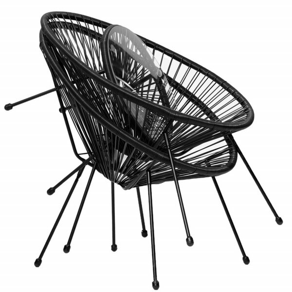 Set mobilier terasa / gradina, Acapulco, 2 fotolii si masa, metal si ratan artificial, negru