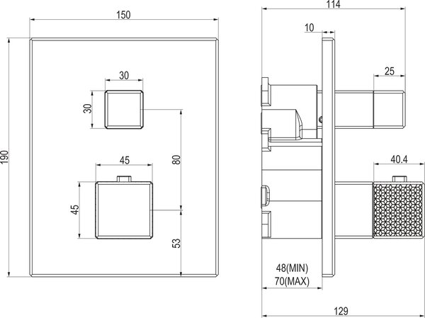 Villeroy & Boch Mettlach baterie de duș ascuns cu termostat crom TVT12600100061