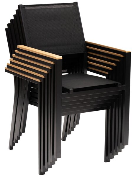 Set terasa Teslin, aluminiu, compozit, textilena, masa si 6 scaune, negru / natur