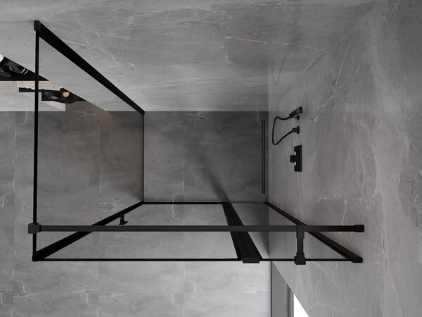 Mexen Mist T, cabină de duș cu uși batante, dreapta, 70 x 75 cm, sticlă transparentă de 8 mm, profil negru, 8A4T-075-070-70-70-P