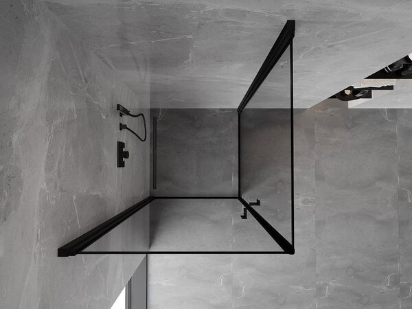 Mexen Mist-B Duo cabină de duș batantă 80 x 80 cm, cadru negru, negru - 8A2-080L-080P-70-70