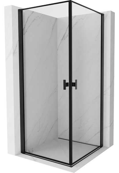 Mexen Mist-B Duo cabină de duș batantă 80 x 80 cm, cadru negru, negru - 8A2-080L-080P-70-70