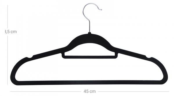 Umerașe de catifea, umerase antiderapante 50 buc, negru