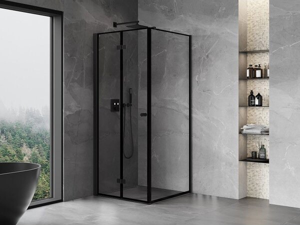 Mexen Mist-F cabină de duș pliabilă stânga 90 x 90 cm, cadru negru, negru - 8A6T-090-090-70-70-L