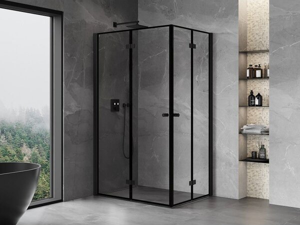 Mexen Mist-F Duo cabină de duș pliabilă stânga 110 x 90 cm, ramă neagră, negru - 8A6-110L-090P-70-70