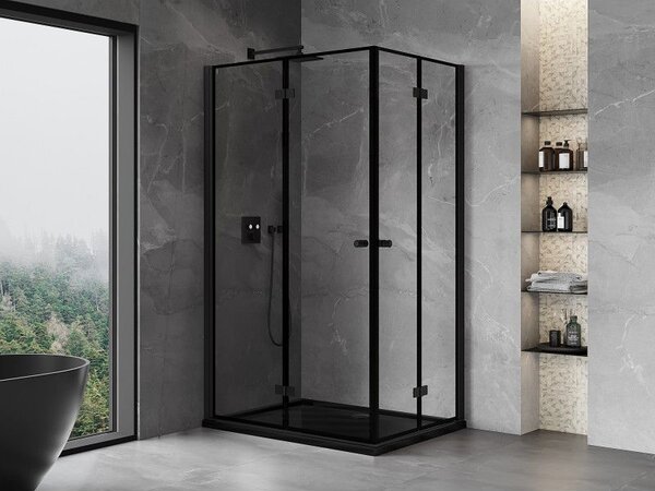 Mexen Mist-F Duo cabină de duș pliabilă stânga 110 x 90 cm, ramă neagră, negru - 8A6-110L-090P-70-70