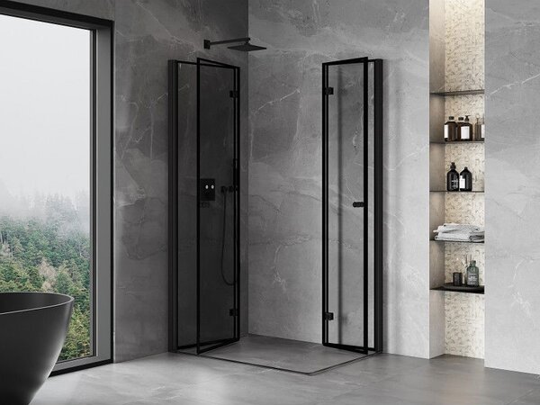 Mexen Mist-F Duo cabină de duș pliabilă stânga 110 x 90 cm, ramă neagră, negru - 8A6-110L-090P-70-70