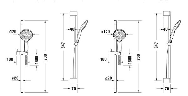 Duravit Universal set de duș perete crom UV0680003010