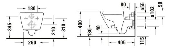Duravit D-Code vas wc agăţat fără margine alb lucios 29030900212