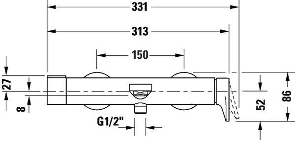 Duravit Tulum baterie cadă-duș perete crom TU5230000010