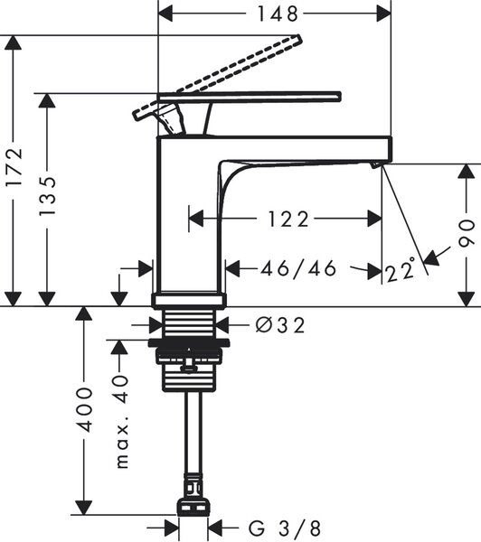 Hansgrohe Tecturis E supapă lavoar stativ alb 73013700