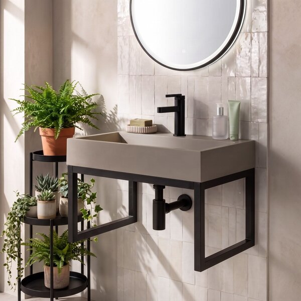 Lavoar din compozit Rea GOYA TAUPE 50CM + Cadru