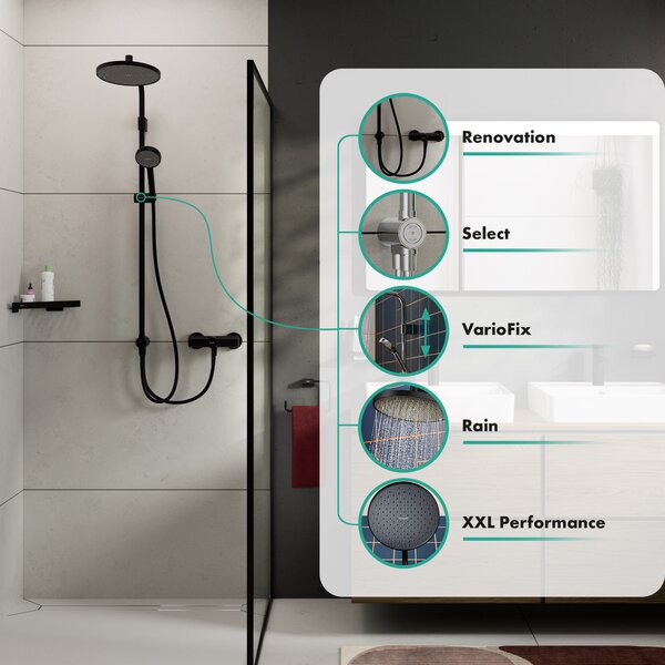 Hansgrohe Activera S set de duș perete cu duș de ploaie negru 28074670