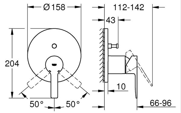 Grohe Lineare baterie cadă-duș ascuns Brushed Hard Graphite 24064AL1