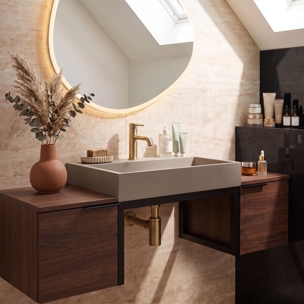 Lavoar din compozit Rea GOYA TAUPE 60CM + Cadru