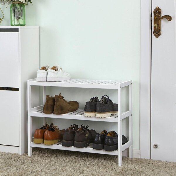 Raft depozitare pantofi3 niveluri, alb 70x26x55cm