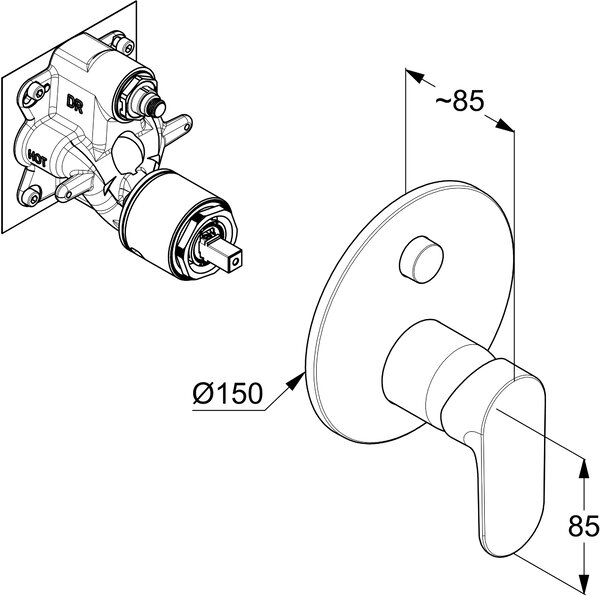 Kludi X1 baterie cadă-duș ascuns crom 327590575