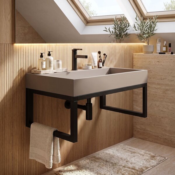 Lavoar din compozit Rea GOYA TAUPE 70CM + Cadru