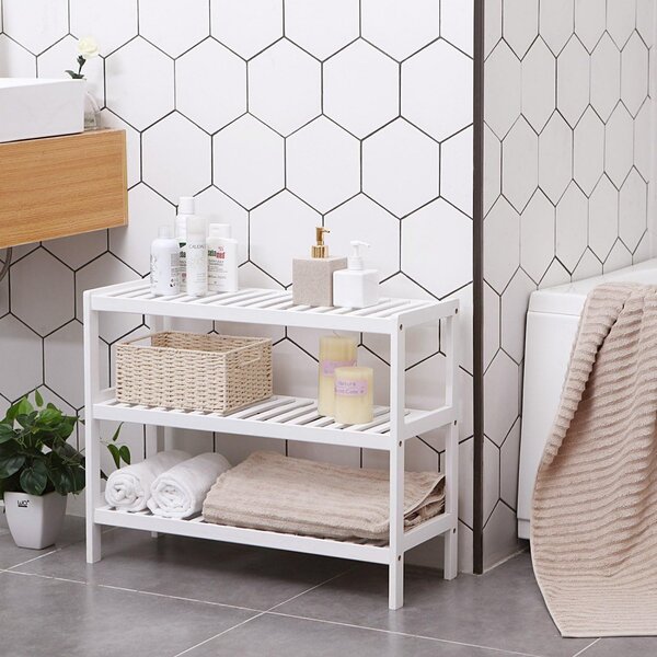 Raft depozitare pantofi3 niveluri, alb 70x26x55cm