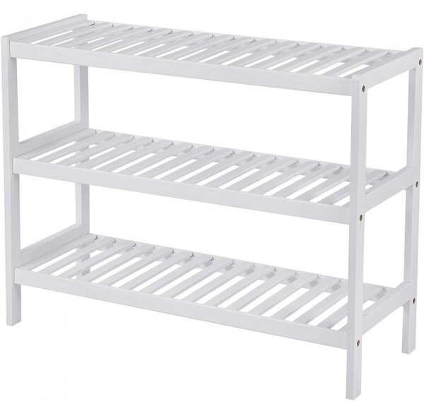 Raft depozitare pantofi3 niveluri, alb 70x26x55cm