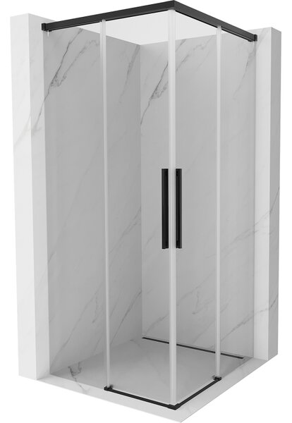 Cabină de duș glisantă Mexen Rox, Duo 75 x 75 cm, sticlă transparentă, profil negru, 8C2D-075-075-70-00
