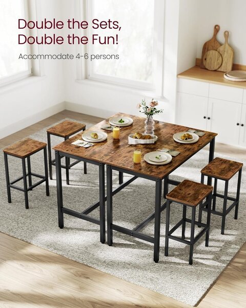 Set masă de bar cu două scaune, maro rustic 120x60x90cm/40x30x65cm