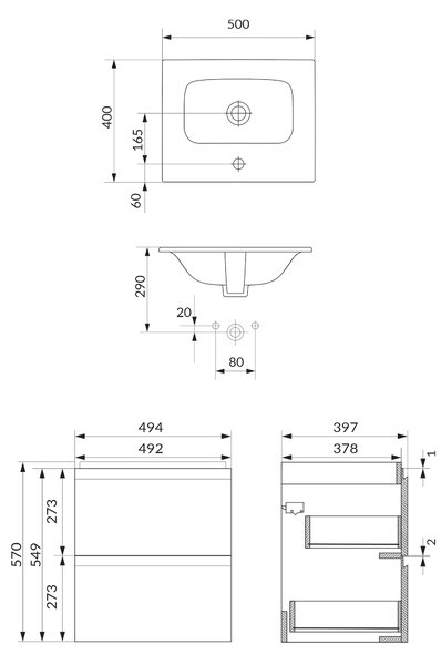 Cersanit Moduo lavoar cu dulap 50 cm fără S801-590