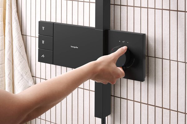 Hansgrohe Raindance Alive Q set de duș perete cu termostat cu duș de ploaie negru 24580670