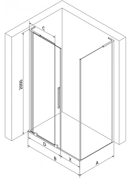 Mexen Velar L, cabină de duș cu ușă glisantă 100 x 100 cm, sticlă mată 8 mm, grafit lustruit, 871-100-100-33-95