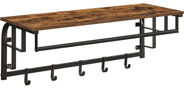 Cuier haine cu umerase și raft, negru 80x30x27cm