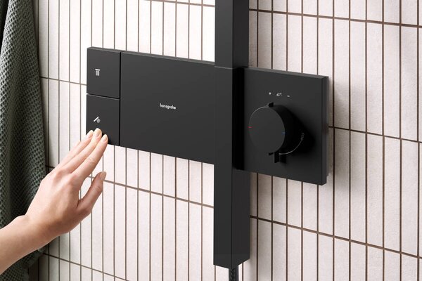 Hansgrohe Raindance Alive Q set de duș perete cu termostat cu duș de ploaie negru 24580670